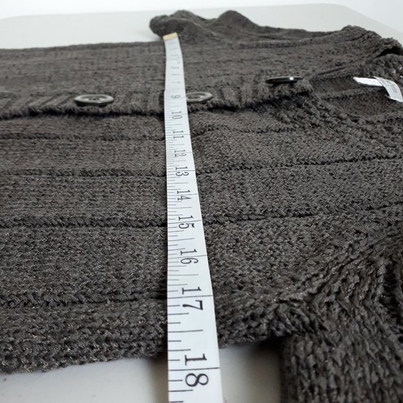Conrad C Portion Petite Taupe Short Sleeve Knit Cardigan - Picture 4 of 12